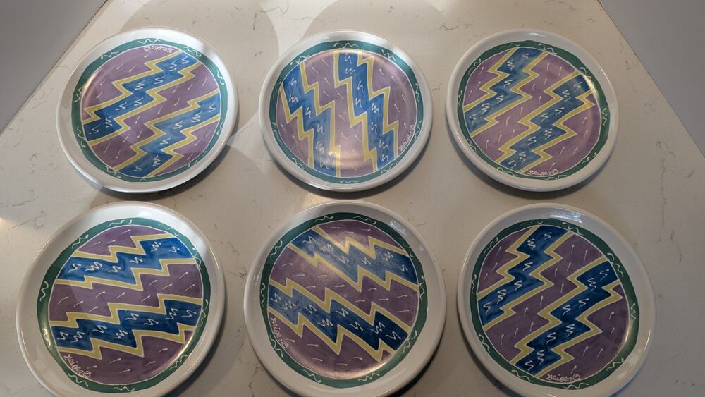 1987 Chaleur Judith Geiger Set Of 6 Salad Plates 8" Hard To Find, Excellent...